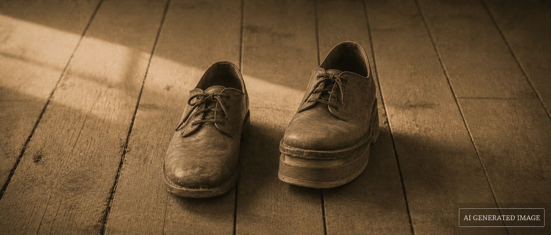 Orthopedic shoes and leg braces used by polio survivors