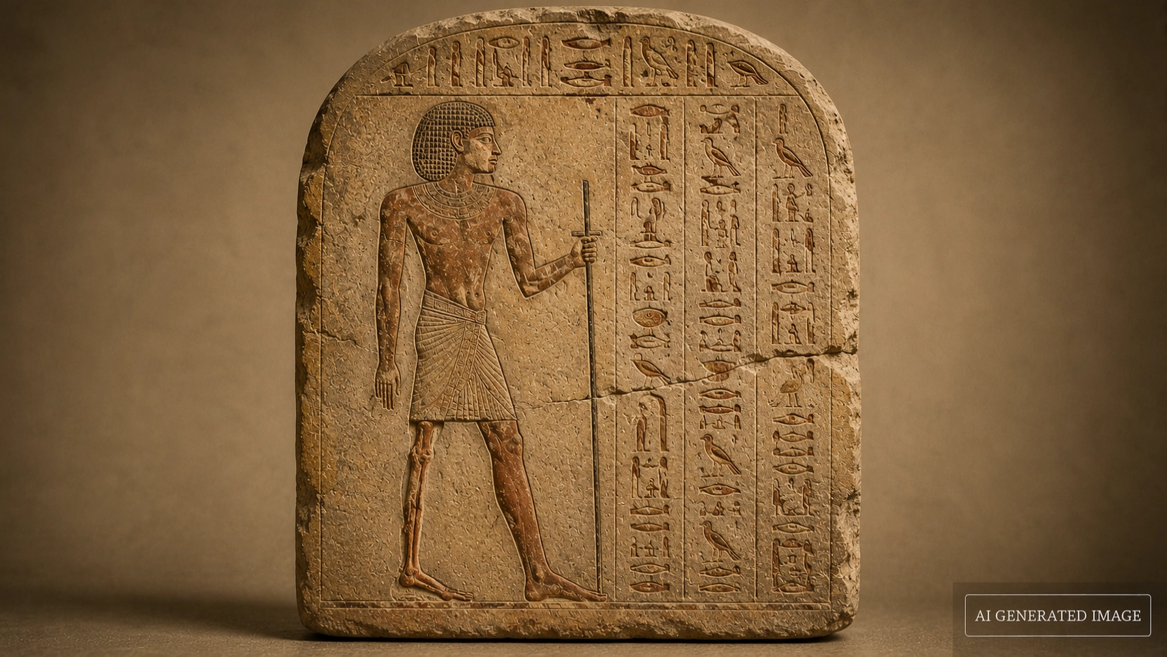 An ancient Egyptian stele depicting a figure with a withered, shortened leg — an early possible depiction of polio