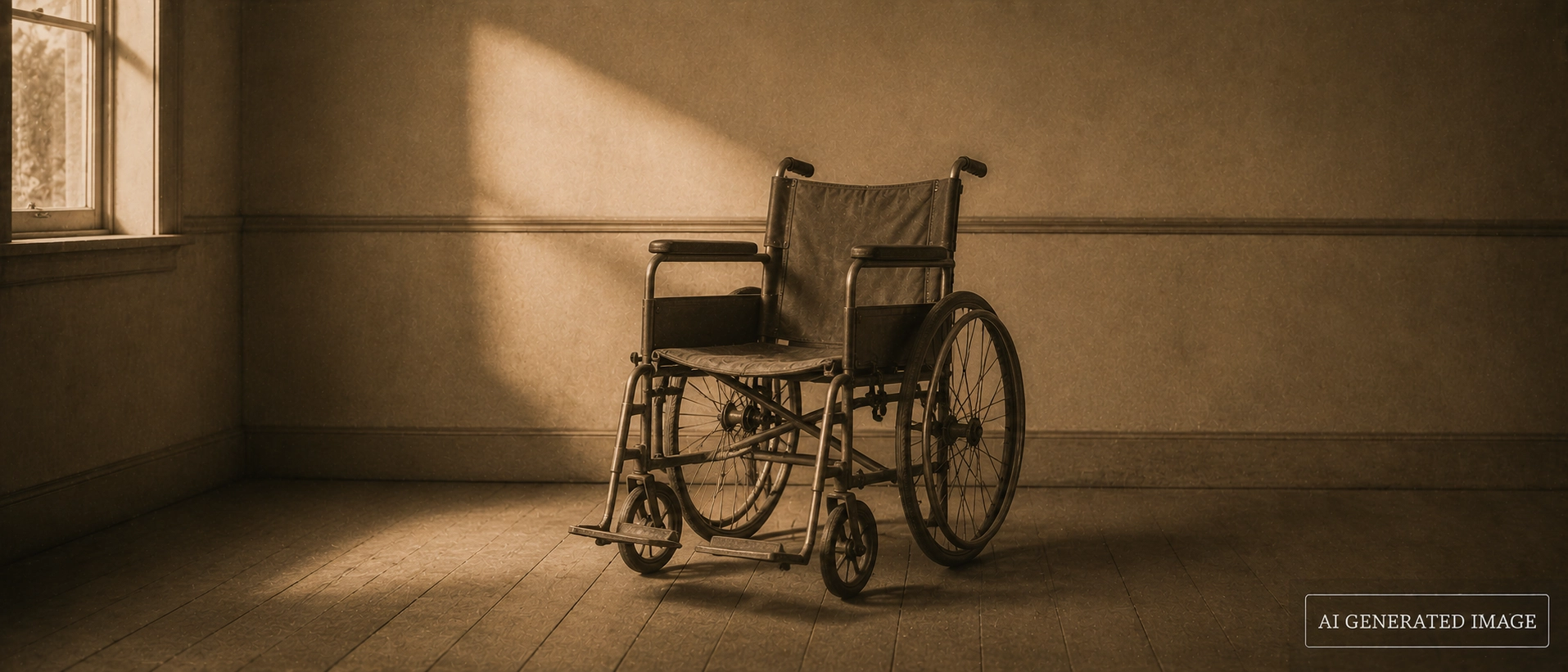 A vintage wheelchair representing the mobility challenges faced by polio survivors